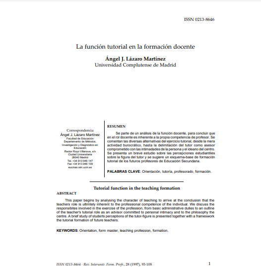 La función tutorial en la formación docente
