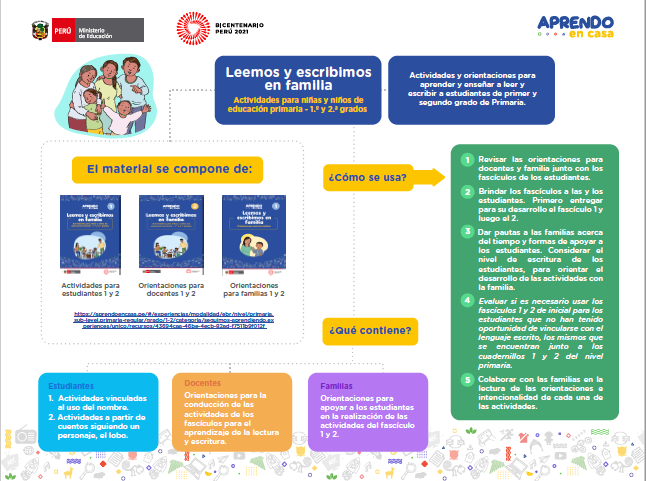 Leemos y escribimos en familia : actividades para niñas y niños de educación primaria - 1.º y 2.ª grados