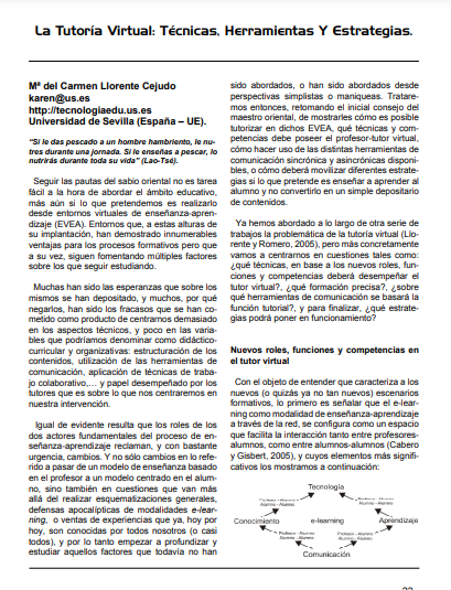 La Tutoría Virtual: Técnicas, Herramientas Y Estrategias.